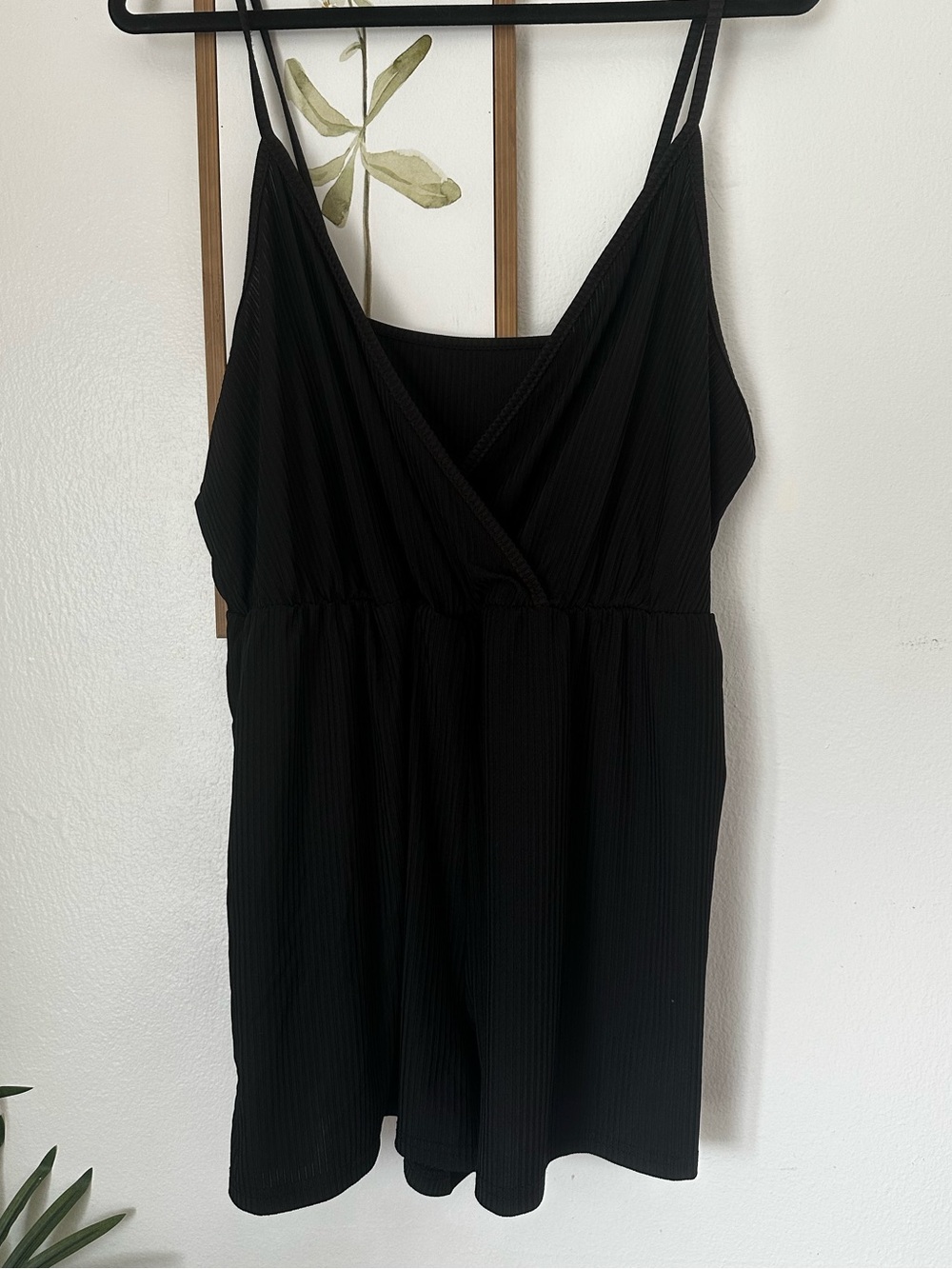 Black Sleeveless V-Neck Women's Romper